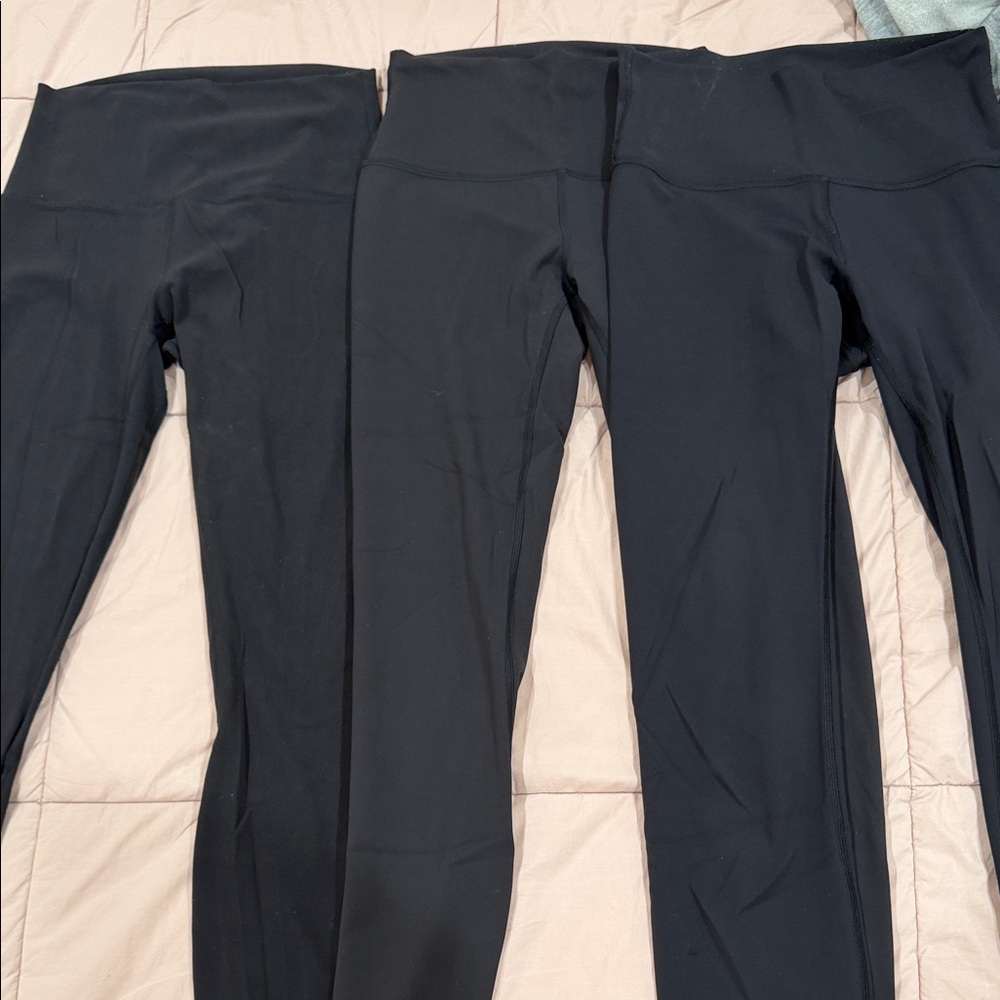 Lululemon set of 3 leggings all in size 4 — 1 in soft cotton and 2 in align